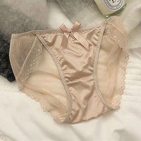 Sexy Lace Underwear Women's Bowknot Transparent Mesh