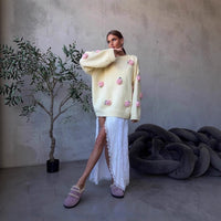 American And European-style Floral-decorated Sweater