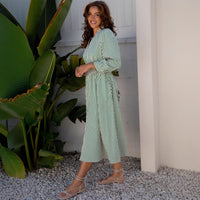 Womens Cable-Knit Loose-Fit High-Waisted Dress With Trim