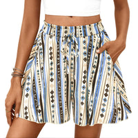 High-waisted Floral Print A-line Shorts Womens Casual Loose Shorts