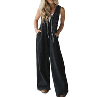 Womens Fashion Casual Loose Wide-leg Long Jumpsuit