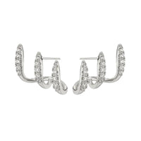Fashionable Geometric Earrings With Three-Prong Zircon Studs For Women