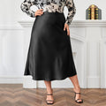 High Waist Zipper Large Hem Satin Satin Temperament Skirt