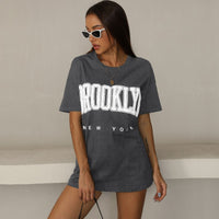 Women's Loose Round-Neck Sports Short-Sleeve Letter T-Shirt