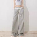Womens High-waisted Straight-leg Pants With Lace Trim And Patchwork