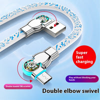 Double Bend Rotating Blue And White Porcelain Type-c Fast Charge Data Cable