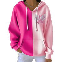 Striped Fabric Digital Printed Hooded Long Sleeve Women's Sweater