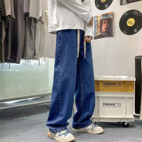 Japanese-style Drawstring Elastic-waist Jeans For Men