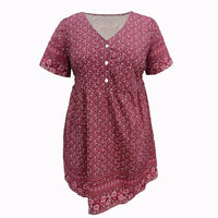 Casual Fashionable Printed V-Neck Short-Sleeve Dress