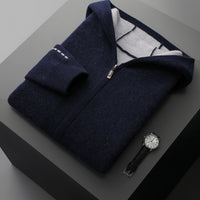 Autumn And Winter Men's Cashmere Thickened Half-high Collar Zipper Cardigan Sweater