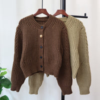 Thick Needle Design Sense Niche Sweater Coat Loose Round Neck Long Sleeve Temperament