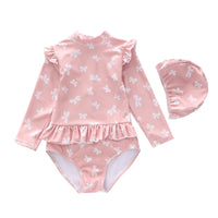 Girls' One-piece Quick-drying Long-sleeved Swimsuit