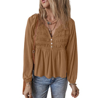 Women's Versatile Lotus Leaf Solid Color Pullover V-neck Chiffon Shirt
