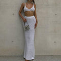 New Style Knitted Fashionable Womens Strappy Tube Top And Solid-Colored Sheath Maxi Dress Two-Piece Set