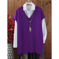 All-matching Loose V-neck Plus Size Sweater Vest