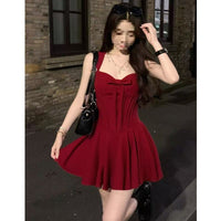 Waist-cinching, Figure-flattering Elegant Red Slip Dress