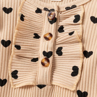 Infant Cotton Pit Strip Print Love Long Climbing Jumpsuit