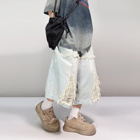 Hip Hop Wide Leg Retro Denim Shorts