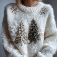 Womens Christmas Top Crew-neck Sweater In Faux Wool