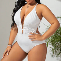 Women's Belly-covering Beach Solid Color Fashion One-piece Swimsuit