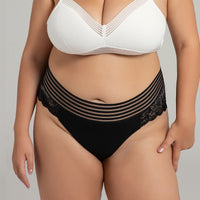 Plus Size Women's High Waist Hollow-out Breathable Underwear