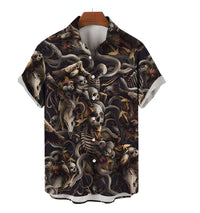 Retro Skull Head 3D Digital Printing Leisure Loose Shirt