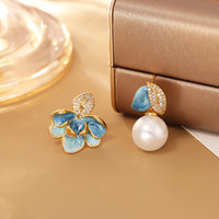 Enamel Dripping Oil Asymmetric Zircon Earrings Style A & B