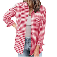 Loose Women's Long-sleeve Plaid Shirt