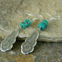 Retro Exquisite Carved Embedded Turquoise Earrings