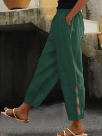2026 Spring Summer Women's Cotton Linen Casual Wide Leg Pants Plus Size