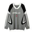 Racing Motorcycle Sweater Loose Casual Contrast Color