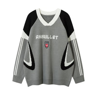 Racing Motorcycle Sweater Loose Casual Contrast Color