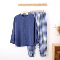 Simple, Long-sleeved, Double-layer Gauze, All-cotton Lightweight Pajamas