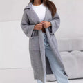 Mid-length Padded Lapel Pocket Loose Knitted Cardigan Sweater