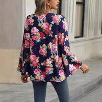 V-neck Floral Bell Sleeve Blouse