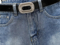 Irregular Patchwork Denim Skirt For Women