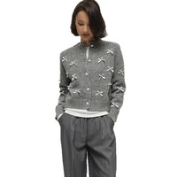 Gentle Chic Three-dimensional Bow Knitted Round Neck Cardigan Sweater