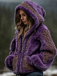 Womens Warm Hooded Zip-Up Cardigan Sweater