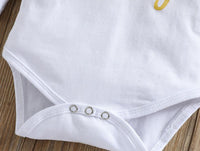 Children's Long Sleeve Letter Romper T-shirt Set