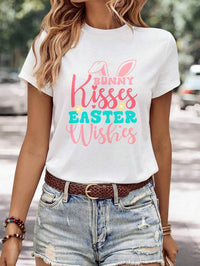 Women's Minimalist Printed Casual Round Neck Short Sleeved Shirt