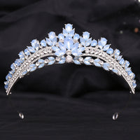 Wedding Birthday Headdress Crown Alloy Inlaid Protein Green Bright Crystal Bride
