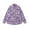 Distressed Washed Plaid Long-sleeved Shirt European And American Fashion Retro Tie-dye