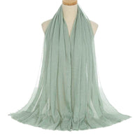Pleated Viscose Yarn Monochrome Scarf Natural Wrinkled Cotton And Linen Burrs