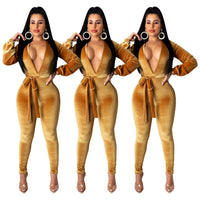 Sexy Fashion Solid Color Silver Fox Velvet Jumpsuit