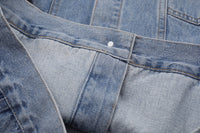 Dark Cross Graffiti Patterned Denim Jacket