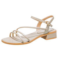 Women's Mid-heel Round Toe Roman Shoes With One-suit Skirt Chunky Heels