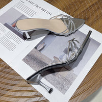 Pointed And Gentle Artistic Slippers With Temperament, Caring Fashion, Versatile High Summer Rhinestones