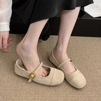 Low-cut French Vintage Suede Mary Jane Shoes Flat Shoes