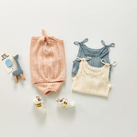 Hollowed-out Knit Suspenders Set Jacquard Bind