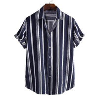 Men's Short-sleeved Fashion Loose Striped Shirt